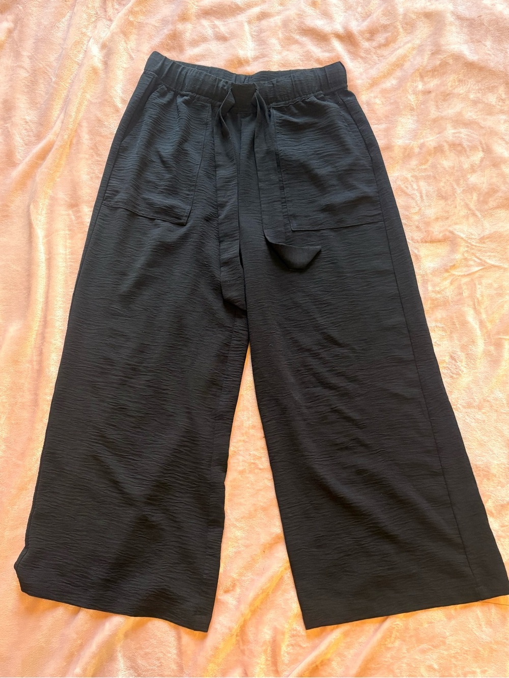 RACHEL Rachel Roy Black Wide-Leg Pull-On Pants